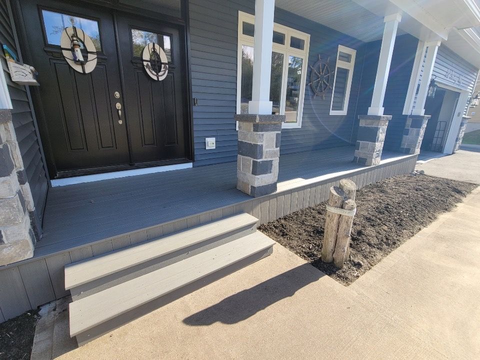 Stone retaining wall and landscaping work in the Kennebecasis Valley NB by Glen & Dale Outdoor Services